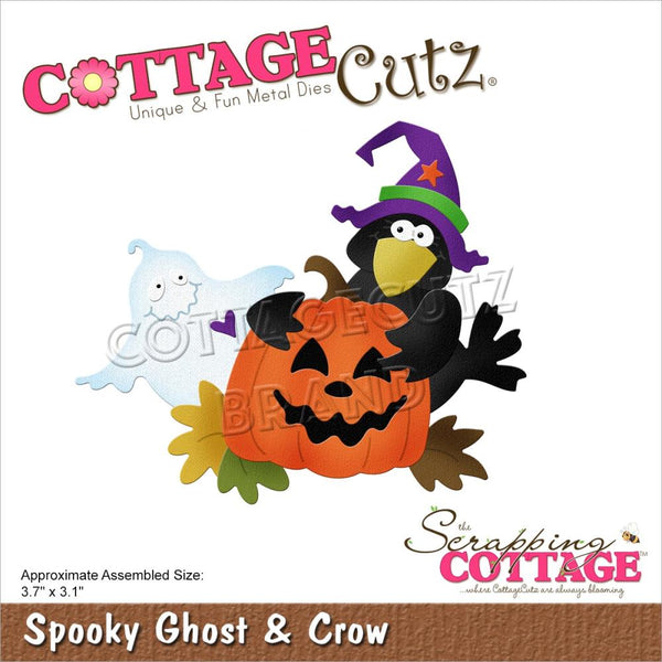 CottageCutz Dies - Spooky Ghost & Crow 3.7in x 3.1in
