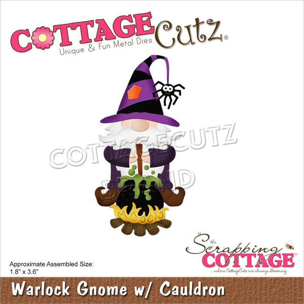 CottageCutz Dies Warlock Gnome  with Cauldron 1.8in x 3.6in