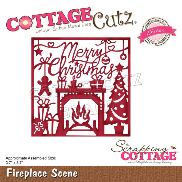 CottageCutz Elites Die - Fireplace Scene 3.7in x 3.7in