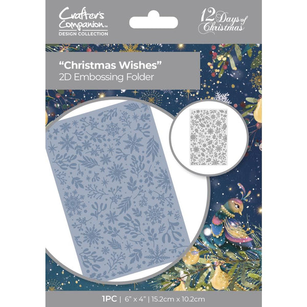 Crafter's Companion Twelve Days Of Christmas 2D Embossing Folder 6"X4" Christmas Wishes