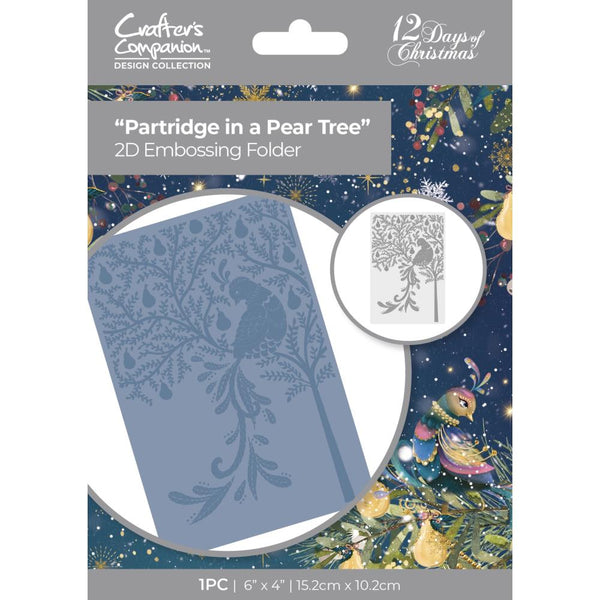Crafter's Companion Twelve Days Of Christmas 2D Embossing Folder 6"X4" Partridge In A Pear Tree