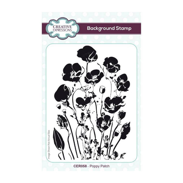 Creative Expressions 4"x 6" Pre-Cut Rubber Stamp - Poppy Patch