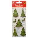 Little Birdie Christmas Sticker Embellishment 7 pack Kraft Tree*