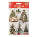 Little Birdie Christmas Sticker Embellishment 6 pack Vintage Tree*