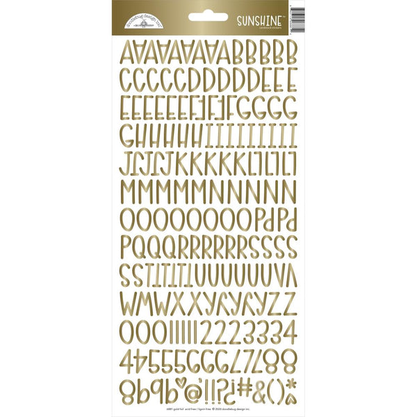 Doodlebug Sunshine Cardstock Alpha Stickers 6in x 13in  - Gold Foil