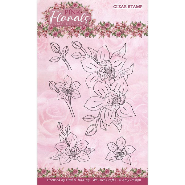 Find It Trading Amy Design Clear Stamps Orchid, Pink Florals