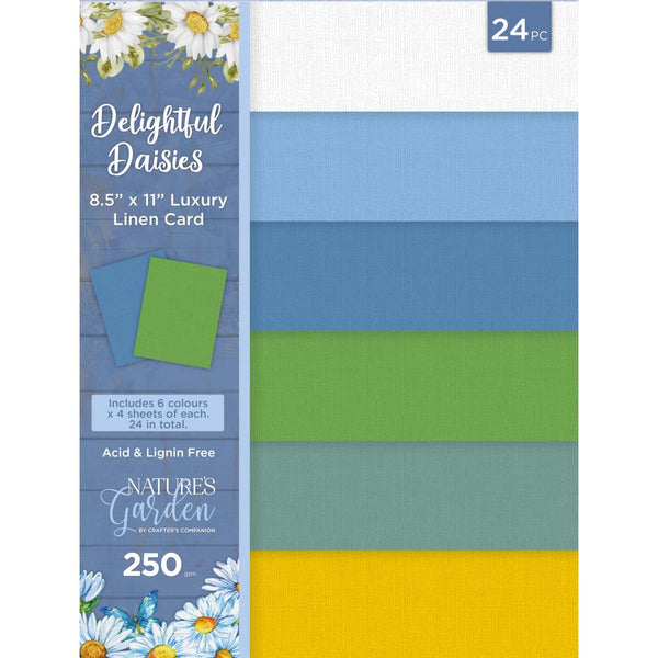 Crafter's Companion Nature's Garden Luxury Linen Card 8.5"X11" 24-pack - Delightful Daisies