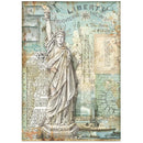 ^Stamperia Rice Paper Sheet A4 - Statue Of Liberty, Sir Vagabond Aviator^*