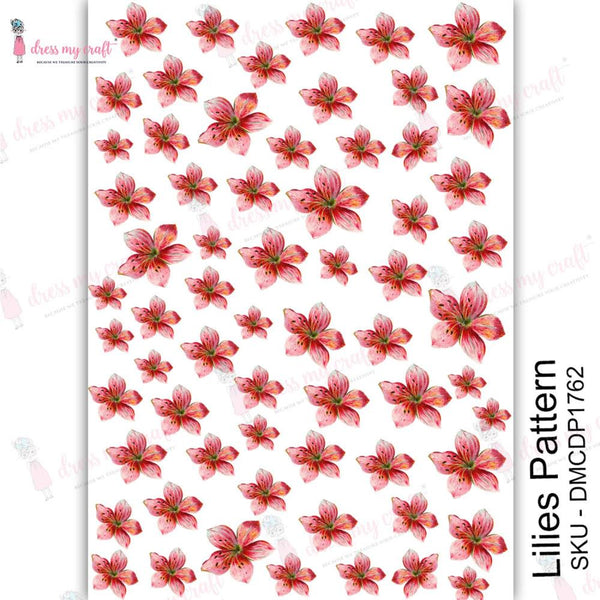 Dress My Craft Transfer Me Sheet A4 - Lilies pattern