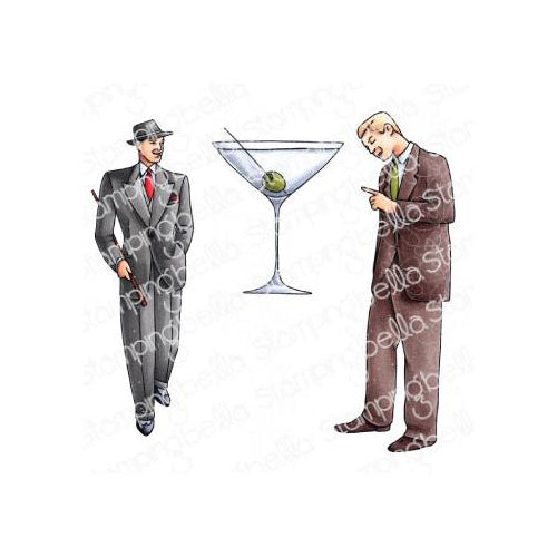 Stamping Bella Cling Stamps - Edgar And Molly Vintage Martini Men Set*