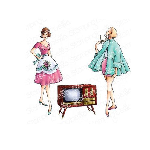 Stamping Bella Cling Stamps - Edgar And Molly Vintage TV Set*