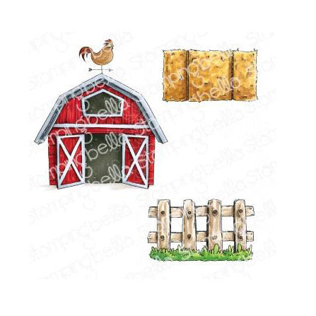 Stamping Bella Cling Stamps - Oddball Barn, Hay And Fence*