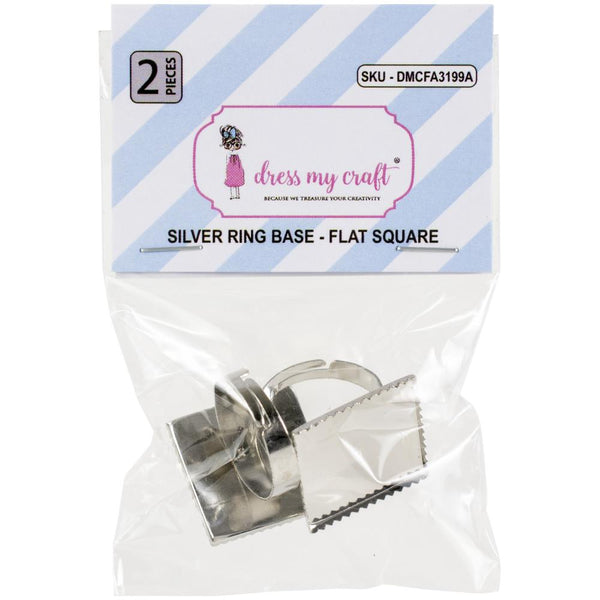 Dress My Craft Silver Ring Base 2 pack - 21mm Flat Square*