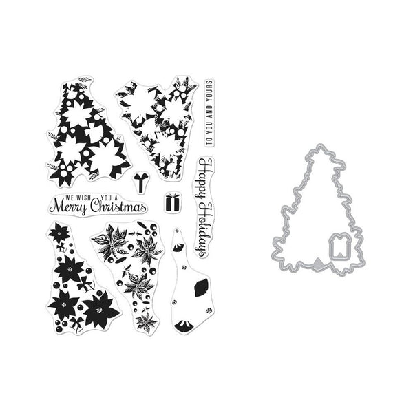 Hero Arts Clear Stamp & Die Combo - Colour Layering Poinsettia Christmas Tree