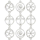 Jewellery Basics Metal Charms - Silver Shapes 9 pack