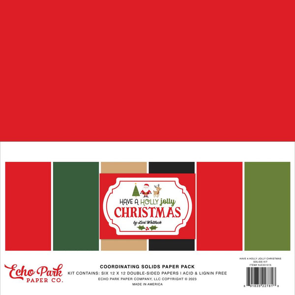 Echo Park Solids Collection Kit 12"X12" Have A Holly Jolly  Christmas*