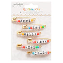 Jen Hadfield Reaching Out Metal Safety Pins - W/Phrase Beads