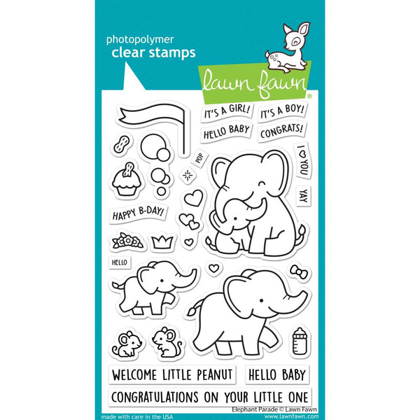 Lawn Fawn Clear Stamps 4"X6" (10.16cm x 15.24cm) - Elephant Parade