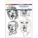 Dina Wakley Media Transparencies 8.5"X10.75" 6 pack Abstract Portraits Set 2