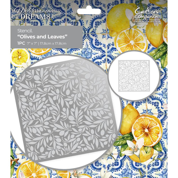 Crafter's Companion Mediterranean Dreams Stencil 7"X7" Olives & Leaves
