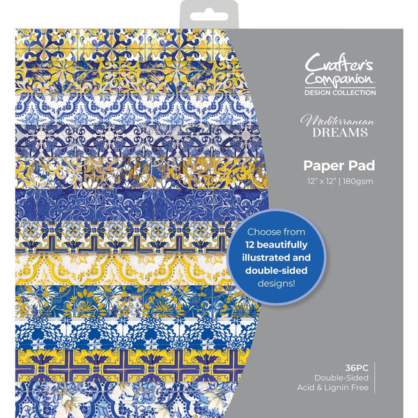 Crafter's Companion Mediterranean Dreams Paper Pad 12"X12"