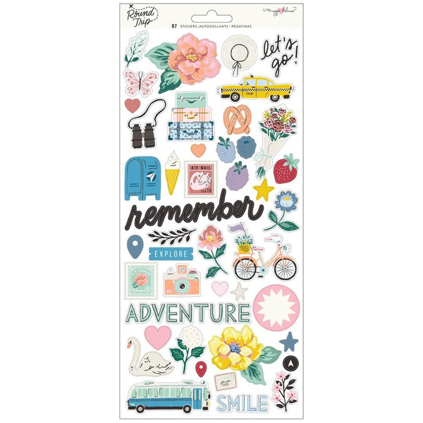 American Crafts Maggie Holmes - Round Trip Cardstock Stickers 6"X12" 97 pack - Accents & Phrases