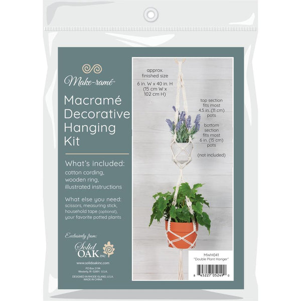 Solid Oak Macrame Hanging Kit - Double Plant Hanger*