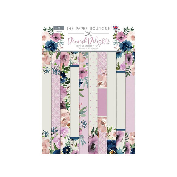 The Paper Boutique Insert Collection A4 40 Pack - Damask Delights, 10 Designs