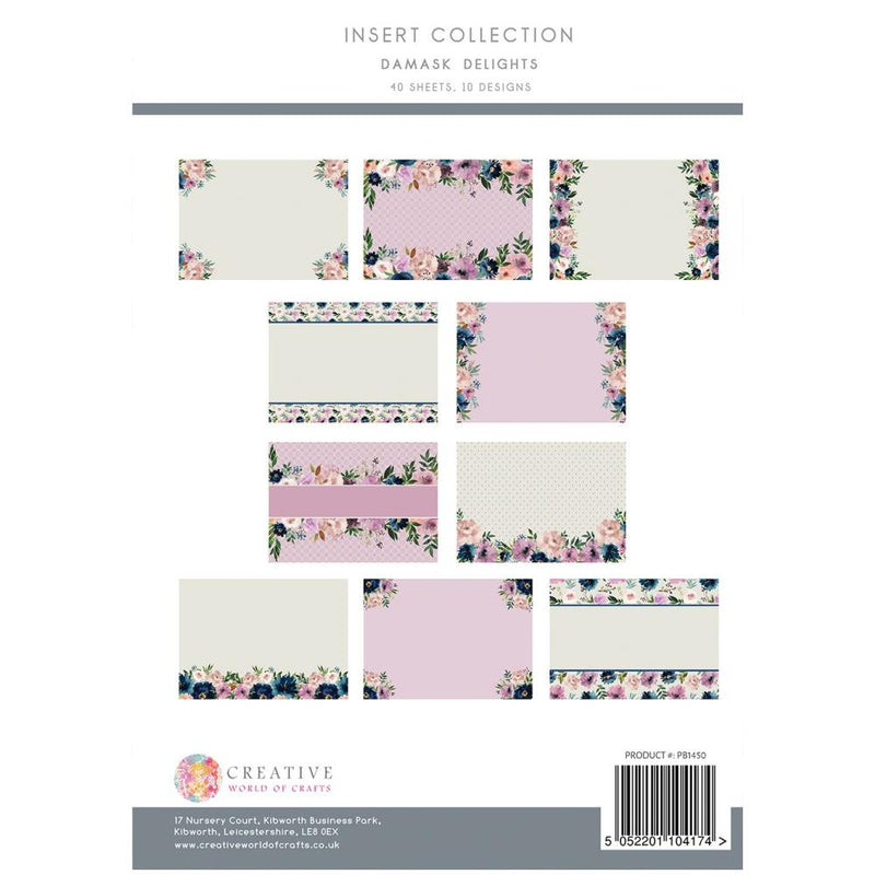 The Paper Boutique Insert Collection A4 40 Pack - Damask Delights, 10 Designs*