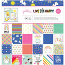 Pebbles Single-Sided Paper Pad 12in x 12in 36 pack  - Live Life Happy, 12 Designs/3 Each*