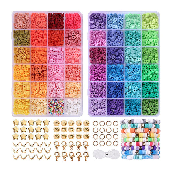 Poppy Crafts Flat Round Polymer Clay Bead Kit - 48 Colours - 5000pcs