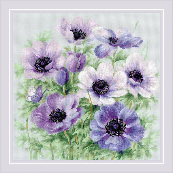 RIOLIS Counted Cross Stitch Kit 11.75"X11.75" Purple Anemones (14 Count)*