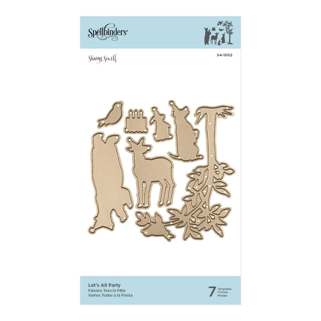 Spellbinders Let's All Party! Fustella Set 7 Pezzi - Animali Del Bosco E Torta Per Biglietti E Album - 2