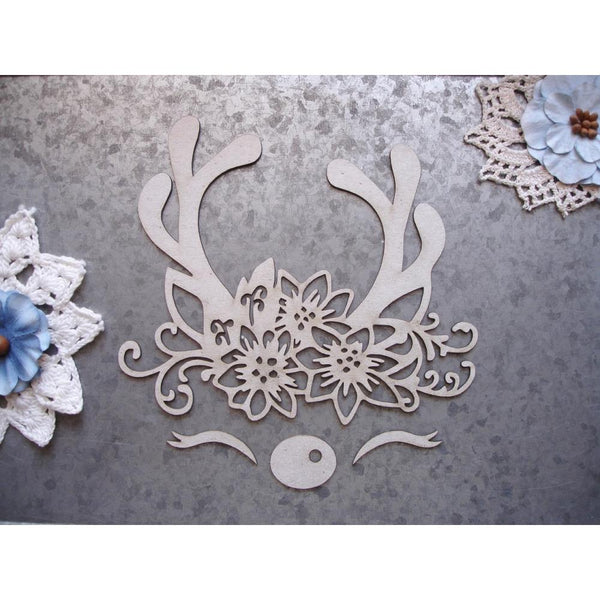 Scrapaholics Laser Cut Chipboard 1.8mm Thick - Reindeer Face, 6in x 5.5in*