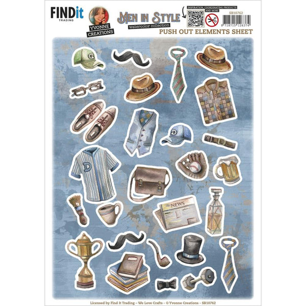 Find It Trading Yvonne Creations Punchout Sheet Men In Style - Small Elements B