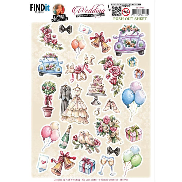 Find It Trading Yvonne Creations Punchout Sheet Wedding - Small Elements A
