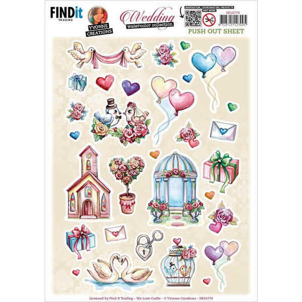 Find It Trading Yvonne Creations Punchout Sheet Wedding - Small Elements B