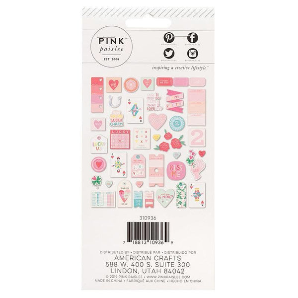 Pink Paislee Lucky Us Collection - Ephemera with Iridescent Foil and Pink Glitter Accents*