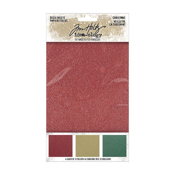Tim Holtz Idea-Ology - Adhesive Deco Sheets 4"x 6" 12 pack - Christmas