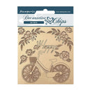 Stamperia decorative chips 5.5"X5.5" Create Happiness - Welcome Home Bicycle*