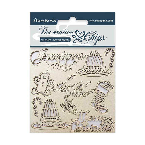 Stamperia Decorative Chips 3.75in x 3.75in - Classic Christmas