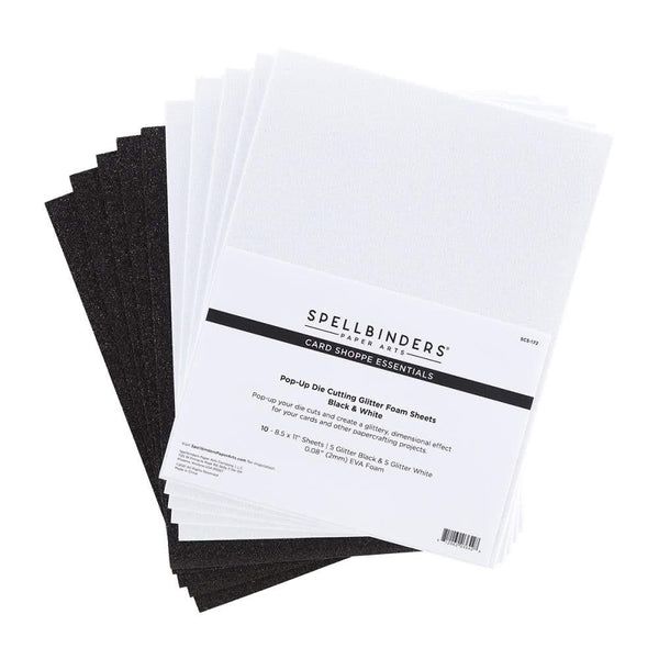 Spellbinders Glitter Foam Sheets 8.5"x 11" 10 pack - Black & White