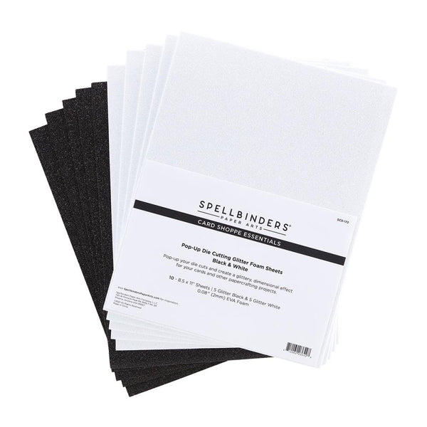Spellbinders Glitter Foam Sheets 8.5"x 11" 10 pack - Black & White