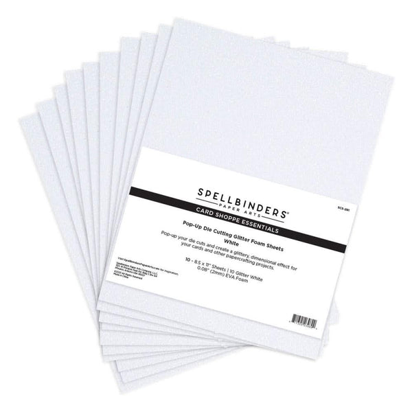 Spellbinders Pop-Up Die Cutting Glitter Foam Sheets White