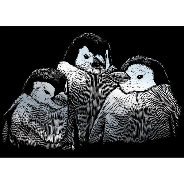 Royal Brush - Silver Foil Engraving Art Mini Kit 5in x 7in - Penguin Chicks*