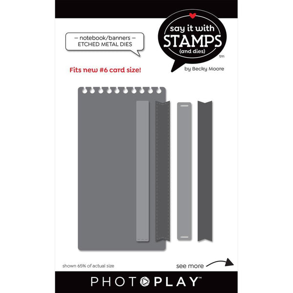 PhotoPlay Say It With Stamps Die Set - #6 Notebook/Banner*