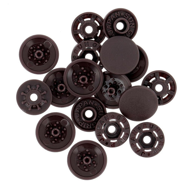 Bohin Finger Snap Fasteners 13mm (1/2") 8 Sets - Brown
