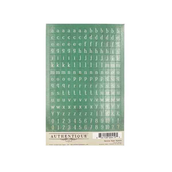 Authentique - Alphabet 4'' x 6'' Stickers - Petite Type Square Aqua