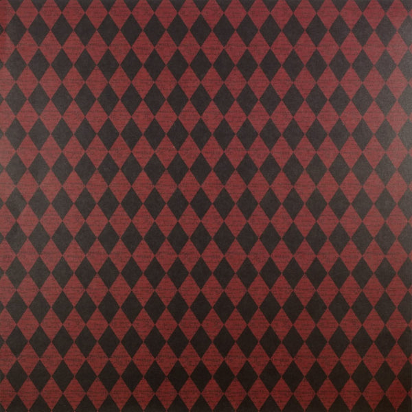 Scenic Route Paper Co. Harlequin Cabernet and Black S/sided Cardstock 12x12 Single Sheet Paper*
