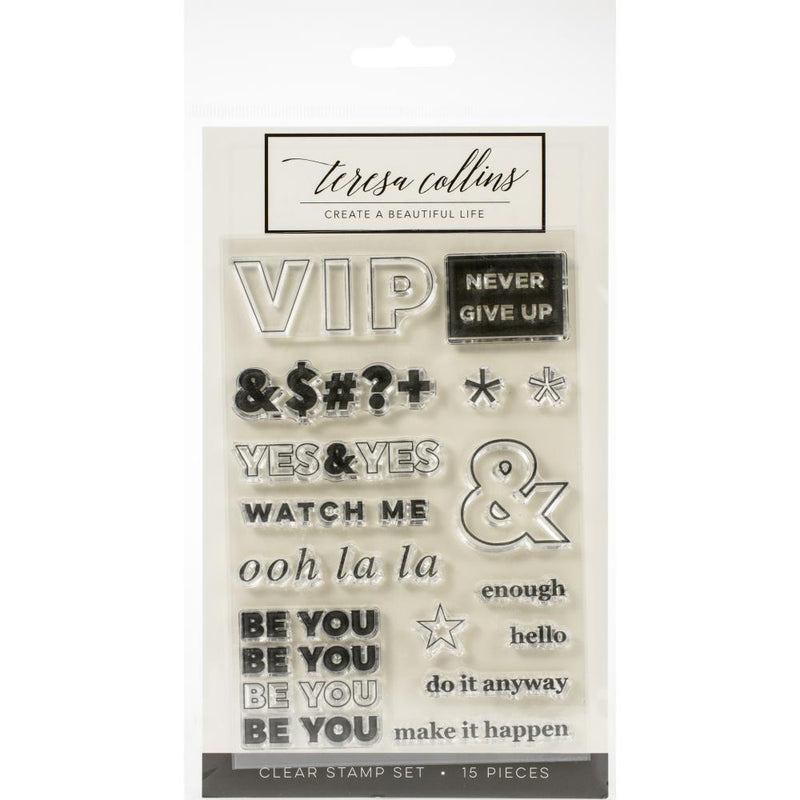 Teresa Collins Clear Stamp Set - Bold Life, Never Give Up 4in x 6in*
